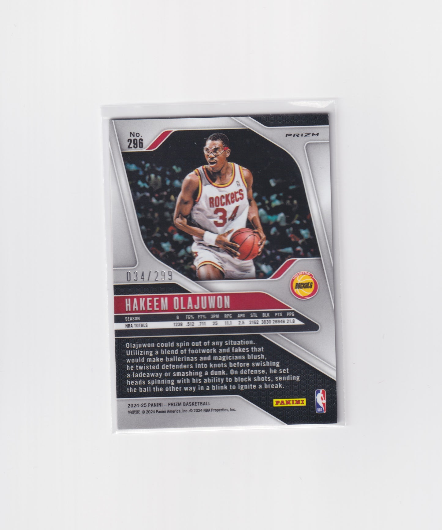 2024-25 Prizm Hakeem Olajuwon Red 34/299
