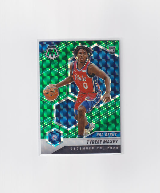 2020-21 Mosaic Tyrese Maxey Green Rookie NBA Debut